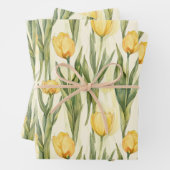 Waterverf Style Yellow Tulips All-over Print Inpakpapier Vel (In situ)