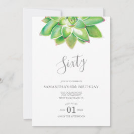 Waterverf Succulent 60th Birthday Invitation Kaart