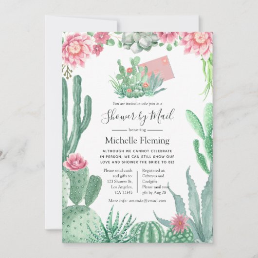 Waterverf Succulent Baby of Vrijgezellenfeest per  Kaart (Voorkant)