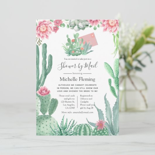 Waterverf Succulent Baby of Vrijgezellenfeest per  Kaart (Staand voorkant)