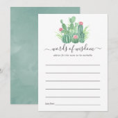 Waterverf Succulent Baby shower Advieskaart (Voorkant / Achterkant)
