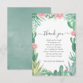 Waterverf Succulent Baby shower Bedankkaart (Voorkant / Achterkant)