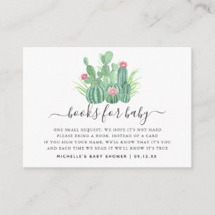 Waterverf Succulent Baby shower Book Request Informatiekaartje
