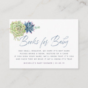 Waterverf Succulent Baby shower Book Request Informatiekaartje