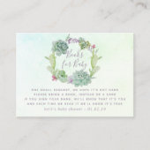 Waterverf Succulent Baby shower Book Request Informatiekaartje (Voorkant)