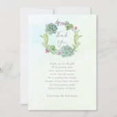 Waterverf Succulent Baby shower Dank u wel Bedankkaart (Voorkant)