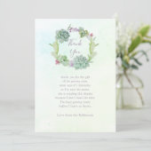 Waterverf Succulent Baby shower Dank u wel Bedankkaart (Staand voorkant)