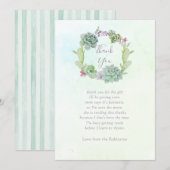 Waterverf Succulent Baby shower Dank u wel Bedankkaart (Voorkant / Achterkant)