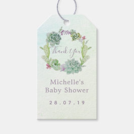 Waterverf Succulent Baby shower Dank u wel Cadeaulabel