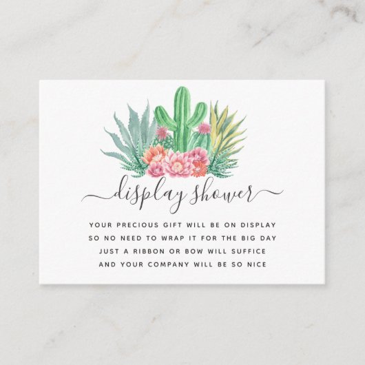 Waterverf Succulent Baby shower Display Shower Informatiekaartje (Voorkant)