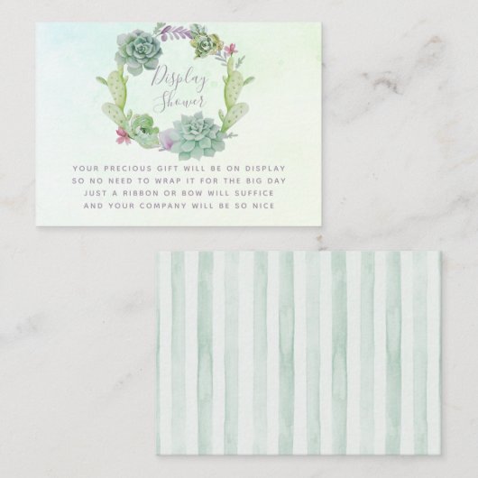 Waterverf Succulent Baby shower Display Shower Informatiekaartje (Voorkant / Achterkant)