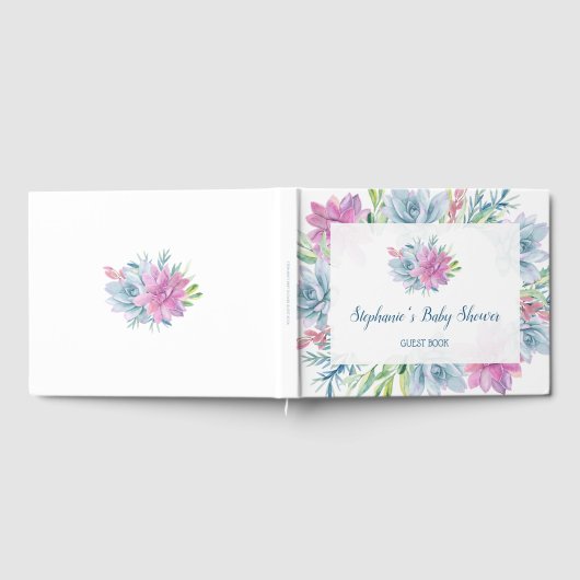 Waterverf Succulent Baby shower Gastenboek (Volledig)