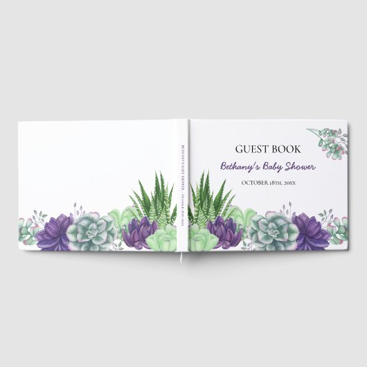 Waterverf Succulent Baby shower Gastenboek (Volledig)