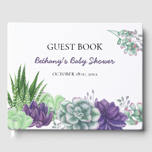 Waterverf Succulent Baby shower Gastenboek