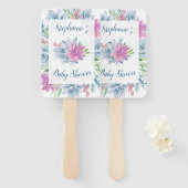 Waterverf Succulent Baby shower Handwaaier (Voorkant en achterkant)