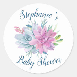 Waterverf Succulent Baby shower Ronde Sticker