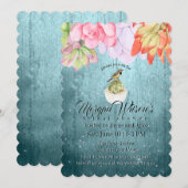 Waterverf Succulent Bird Blauwgroen Vrijgezellenfe Kaart (Voorkant / Achterkant)