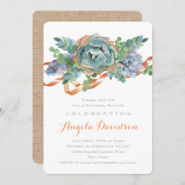 Waterverf Succulent Birthday Brunch Party Kaart