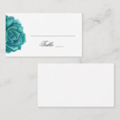 Waterverf succulent. Blauwe & blauwgroen bruiloft. Plaatskaartje (Voorkant / Achterkant)