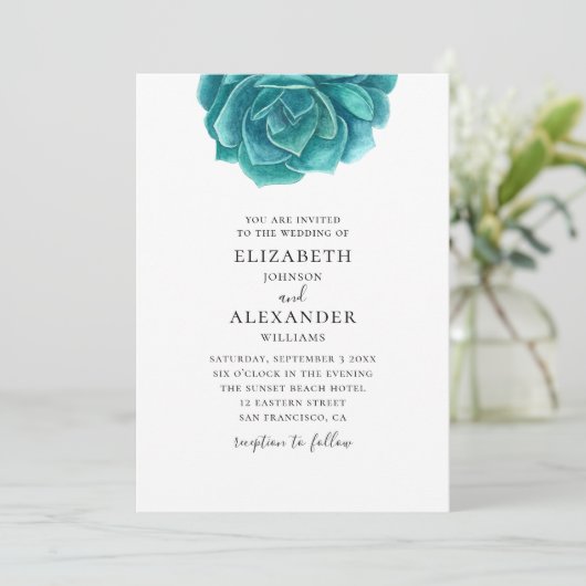 Waterverf succulent. Blauwe & blauwgroen cactus br Kaart (Staand voorkant)