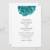 Waterverf succulent. Blauwe & blauwgroen cactus br Kaart (Voorkant / Achterkant)