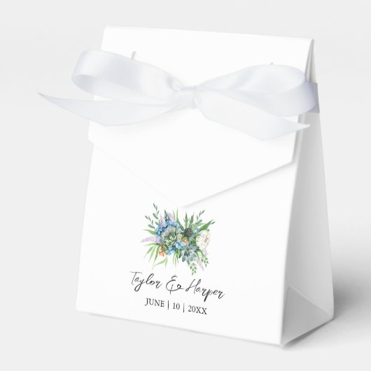 Waterverf Succulent Bloemen Boeket Boho Bruiloft Bedankdoosjes (Voorkant Zijde)