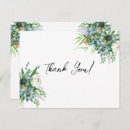 Waterverf Succulent Bloemen Boeket Boho Bruiloft Bedankkaart