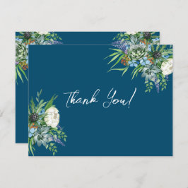 Waterverf Succulent Bloemen Boeket Boho Bruiloft Bedankkaart