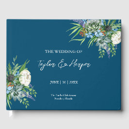 Waterverf Succulent Bloemen Boeket Boho Bruiloft Gastenboek