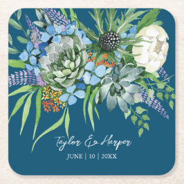 Waterverf Succulent Bloemen Boeket Boho Bruiloft Kartonnen Onderzetters