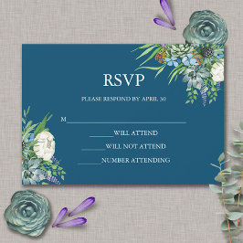 Waterverf Succulent Bloemen Boeket Boho Bruiloft RSVP Kaartje