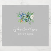 Waterverf Succulent Bloemen Boeket Boho Bruiloft Sparkling Wijnetiket (Enkel label)