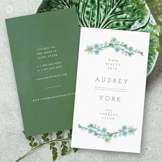 Waterverf Succulent Bloemen Chique Botanische Tuin Visitekaartje