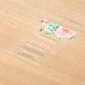 Waterverf Succulent Blush Floral Elegant Wedding Acryl Uitnodigingen (Laagn)
