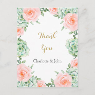 Waterverf Succulent Blush Floral Elegant Wedding Briefkaart