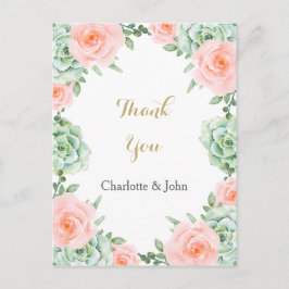 Waterverf Succulent Blush Floral Elegant Wedding Briefkaart