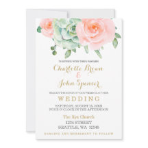 Waterverf Succulent Blush Floral Elegant Wedding