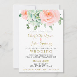 Waterverf Succulent Blush Floral Elegant Wedding Kaart
