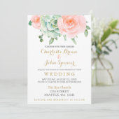 Waterverf Succulent Blush Floral Elegant Wedding Kaart (Staand voorkant)