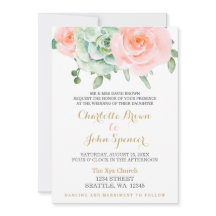 Waterverf Succulent Blush Floral Elegant Wedding