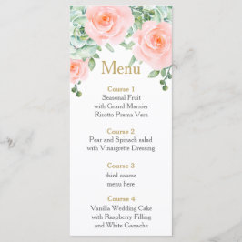 Waterverf Succulent Blush Floral Elegant Wedding Menu