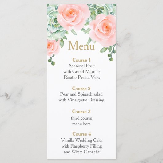 Waterverf Succulent Blush Floral Elegant Wedding Menu (Voorkant)