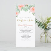Waterverf Succulent Blush Floral Elegant Wedding Programmakaart (Staand voorkant)