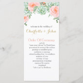 Waterverf Succulent Blush Floral Elegant Wedding Programmakaart (Voorkant)
