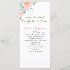 Waterverf Succulent Blush Floral Elegant Wedding Programmakaart