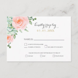 Waterverf Succulent Blush Floral Elegant Wedding RSVP Kaartje