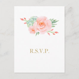 Waterverf Succulent Blush Floral Elegant Wedding Uitnodiging Briefkaart