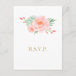 Waterverf Succulent Blush Floral Elegant Wedding Uitnodiging Briefkaart