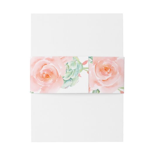 Waterverf Succulent Blush Floral Elegant Wedding Uitnodigingen Wikkel (Achterkant Voorbeeld)