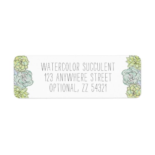 Waterverf Succulent Boho Chic Return-adres Etiket (Voorkant)
